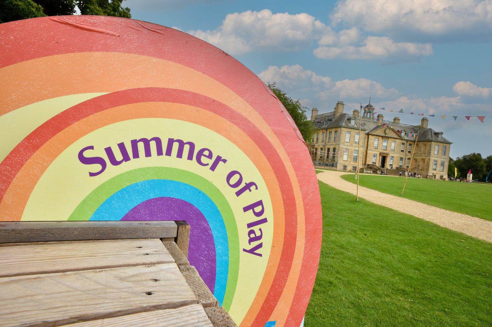 Summer of Play signage mansion front